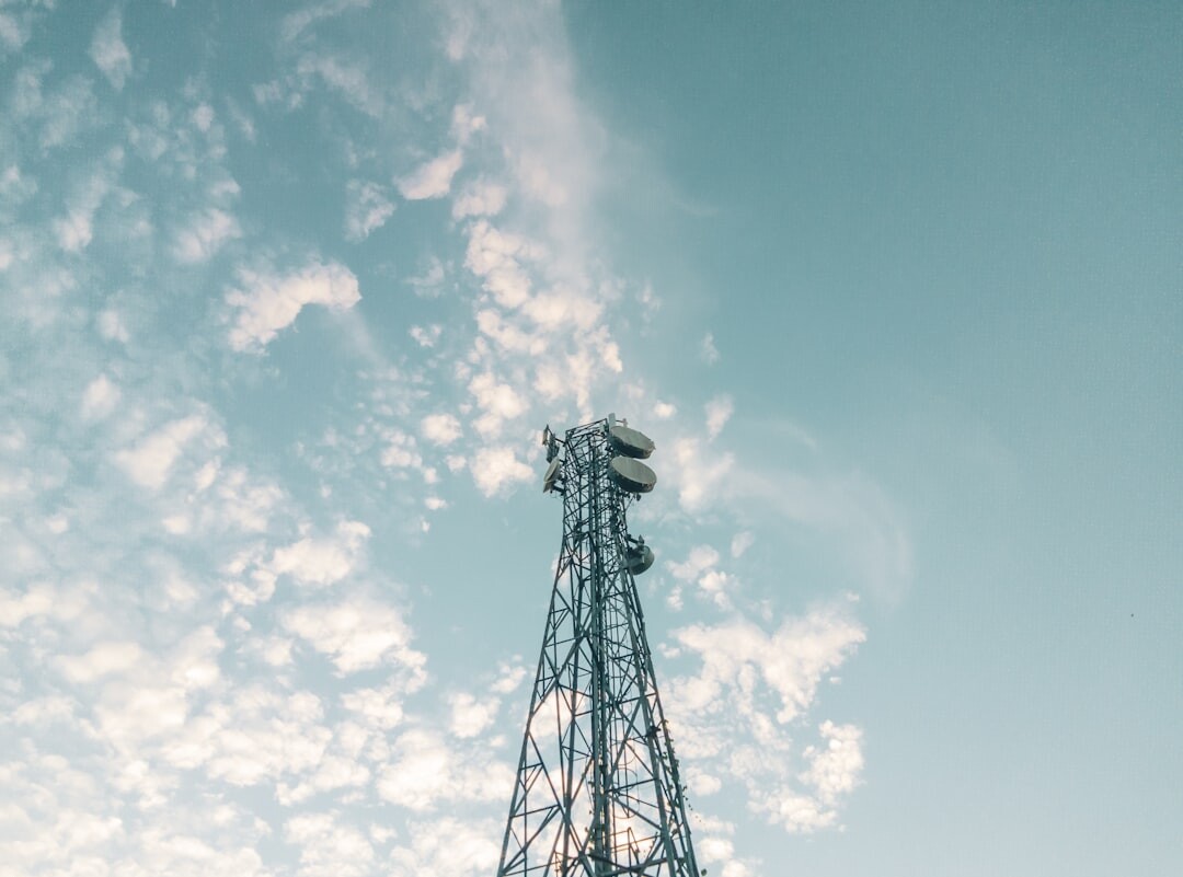 Television transmission tower against the sky